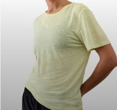 ATHLETA Limone Getaway Linen Blend Crew Neck Tee Short Sleeve Minimalist Medium