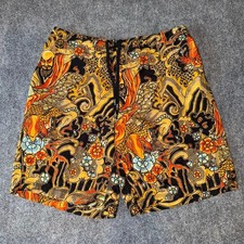 Hurley Gold Samurai Surf Board Shorts Mens XL Vtg y2k 90s Rare Grail