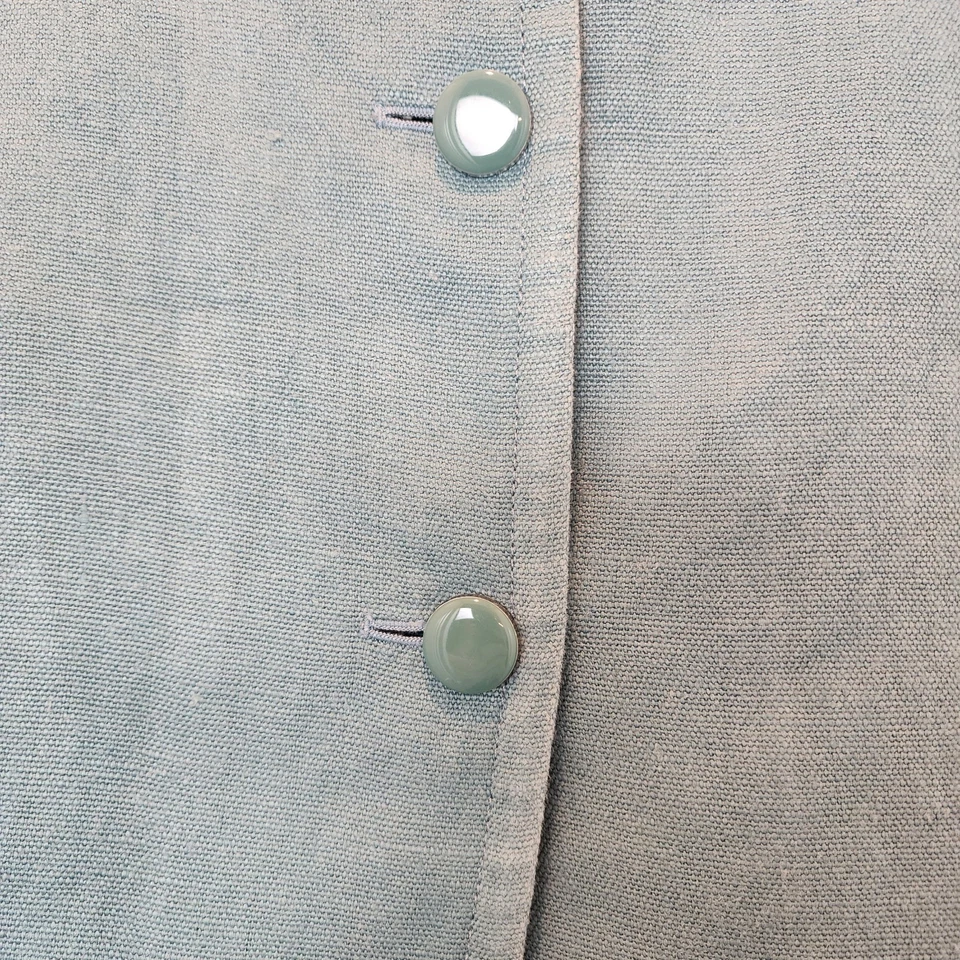 Talbots Women Linen Lady Jacket Size 12 Blue Green Button Coastal Quiet Luxury - Image 4 of 4