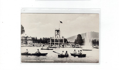 Ruderer im Strandbad Großschönau bei Zittau - gelaufen 1958