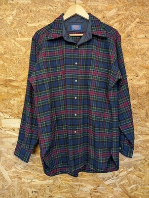 Pendleton Lodge Hemd Large Herren hergestellt in den USA schwarz grau kariert kariert Wolle LS Tasche