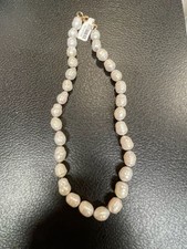 Natural Freshwater Baroque Ringed Pearl Strand Necklace with Gold Tone Clasp