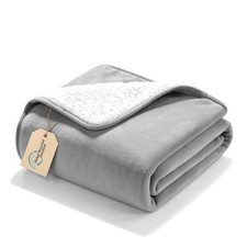 Waterproof Bed Blanket, Reversible Sherpa Fleece Throw Blanket for Dog Puppy ...