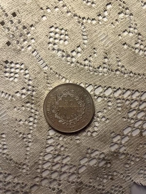france piece silver 1977 hercule de 50 fr - Photo 1/3