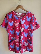 Women's Disney Americana Short Sleeved Mickey Mouse Scrub Top Size Medium
