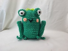 Crochet Frog Plush   Amigurumi Green Frog Toy   7-8  Chunky Yarn
