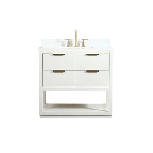 Elegant Decor Larkin 36" MDF Single Bathroom Vanity with Backsplash in White - Picture 3 of 8