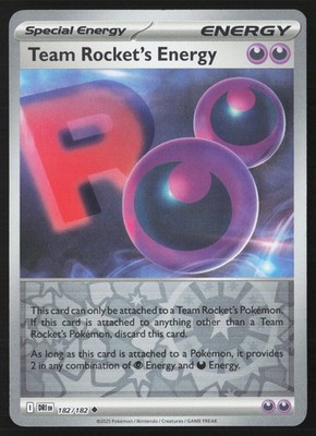 Team Rocket's Energy 182/182 Reverse Holo Pokemon TCG SV10: Destined Rivals NM