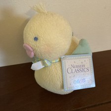 Vintage Eden Toys Yellow Plush Terry Cloth Baby Duck Chick Rattle Lovey X