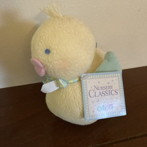 Vintage Eden Toys Yellow Plush Terry Cloth Baby Duck Chick Rattle Lovey X