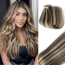Highlight Tape in Human Hair Extensions Remy Real Hair Seamless Chestnut Brown B