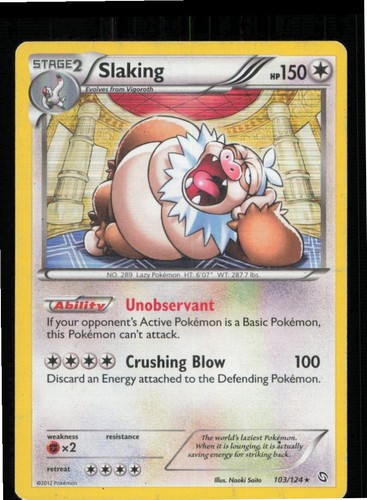 Slaking 103/124 Holo Rare Dragons Exalted Pokemon Moderately Played