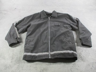 Utility Jacket Mens Medium Black Reflective Work Safety Coat Fleece Lined