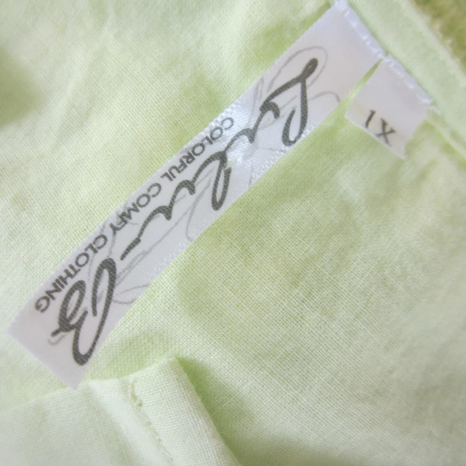 Lulu B Womens Plus 1X Lime Green Lace 3/4 Sleeve Cotton Blend Top Tunic Shirt - Image 2 of 4
