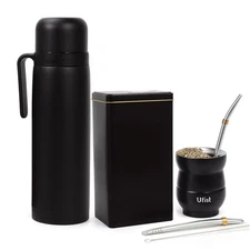 Yerba Mate Set with 34 oz Insulated Bottle, 4.8oz Gourd Cup, Bombilla Straws,...