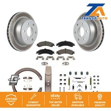 [Rear] Disc Coated Rotors Ceramic Pads Parking Shoes Hardware Kit For Chevrolet