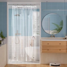36x72 Inch Shower Stall Curtain Liner with 3 Magnets Grommet Holes for Bathroom