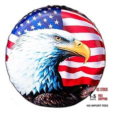 Spare Tire Cover Wheel Cover With American Flag Eagle Waterproof Dust 16 Inch