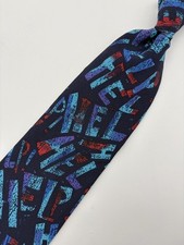 The Beatles Help Mans Tie 100 Silk Made in USA 56" X 3 3/4" Blue Red