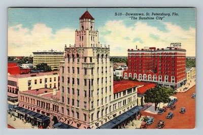 St Petersburg FL-Florida, Downtown, c1949 Vintage Postcard