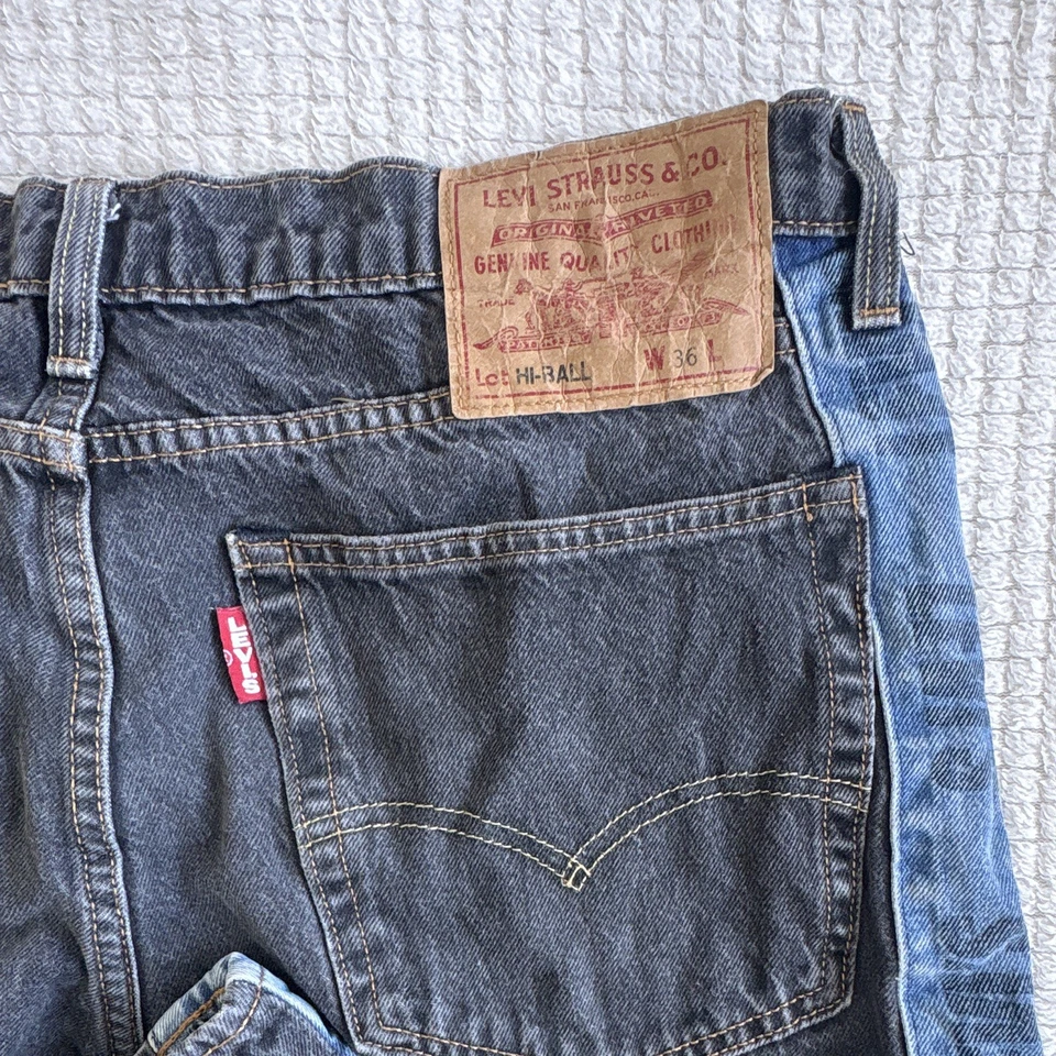 Rare Levi's Premium Hi-Ball Men's Tapered Jeans W36 L28 Black Denim Blue Stripe, photo 3 of 5