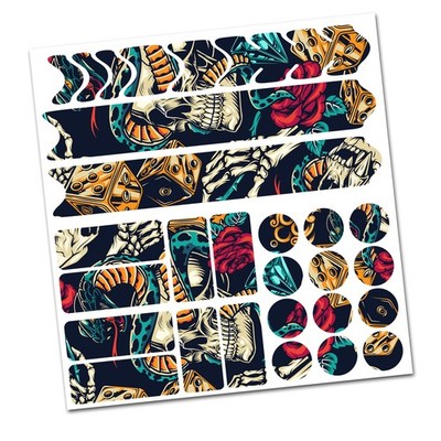 28 Teiliges Set Fahrrad Rahmen Schutzfolie Aufkleber MTB Skulls and Snakes V2