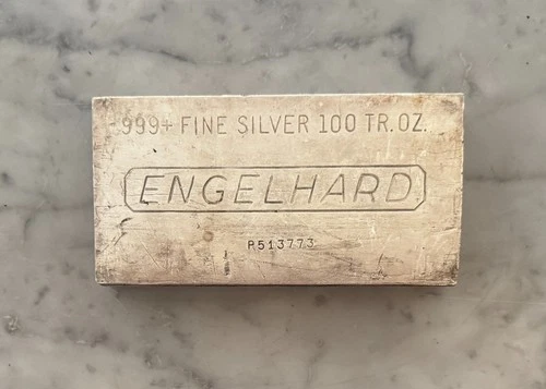 100 Troy Ounce ENGELHARD .999 FINE SILVER BAR