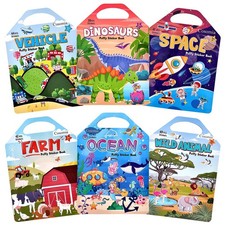 6 Set 260pcs Puffy Sticker Books Activity for , Animal, Farm, Dinosaurs, Sp...