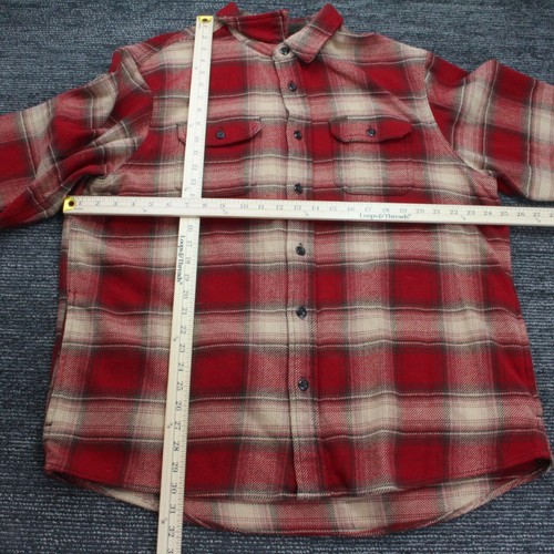 Camisa con botones de franela a cuadros 100 % algodón Orvis, hombre XL, pesca con mosca roja tareas de granero - Imagen 8 de 15