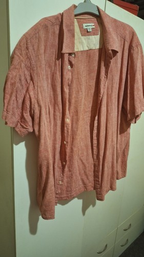 RESERVE Mens Pink Cotton Linen Short Sleeve Shirt Size XXXL