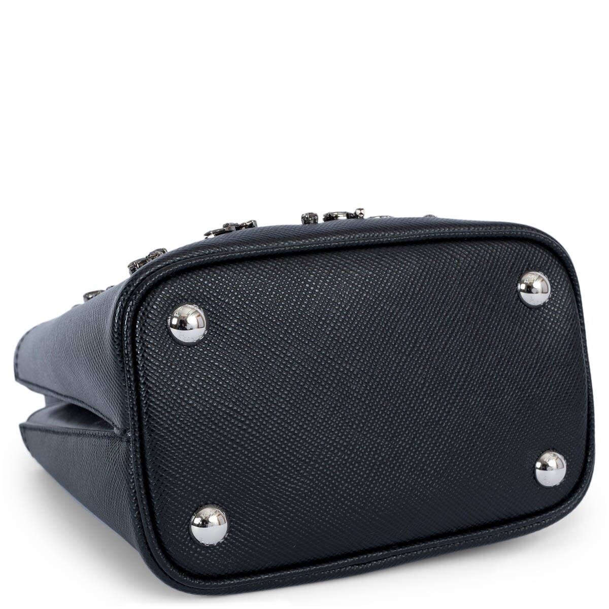 PRADA バック 69239 auth PRADA black Saffiano leather CRYSTAL PANIER SMALL