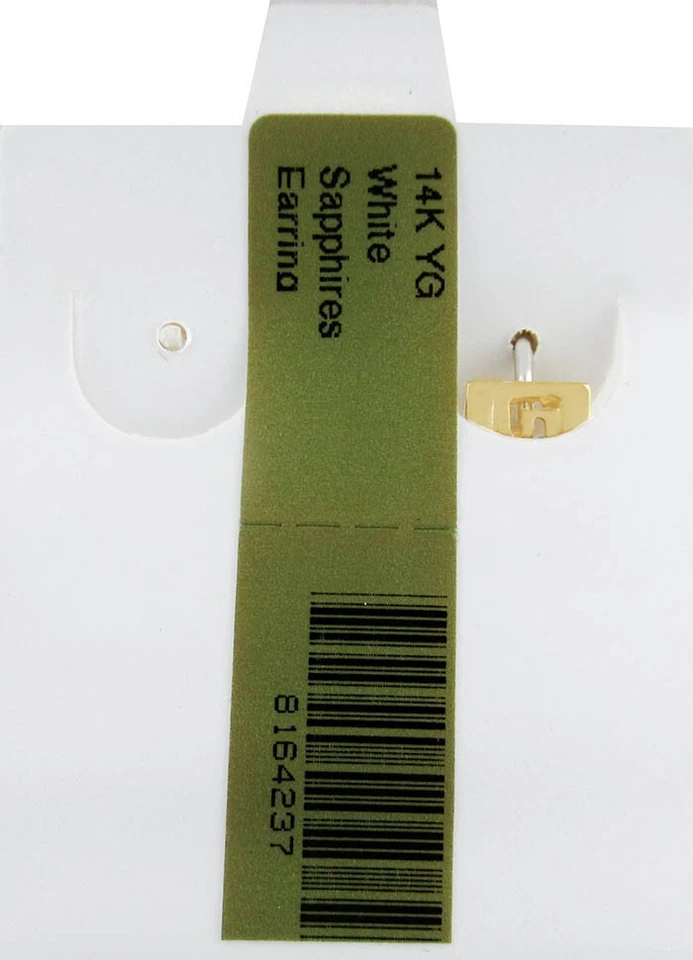 LAB CREATED WHITE SAPPHIRES Single HUGGIE EARRING 14K TWO TONE GOLD - NWT - Image 4 of 4