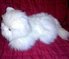 Vintage Dakin White CAT Full Bodied Hand Puppet 14in Long Hair Soft Plush 1986