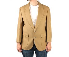 100 Wool Blazer 40S Vintage 80s Tan Light Brown Sports Coat Professor Jacket