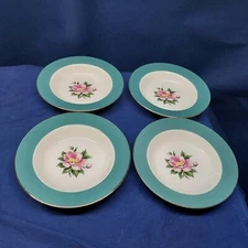 Vintage Homer Laughlin Century Service Empire Green Set/4 Rim Soup/Salad Bowls 