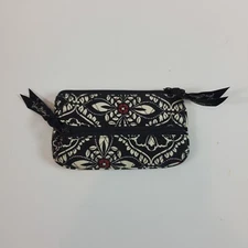 vera bradley barcelona zip wallet key holder black white floral