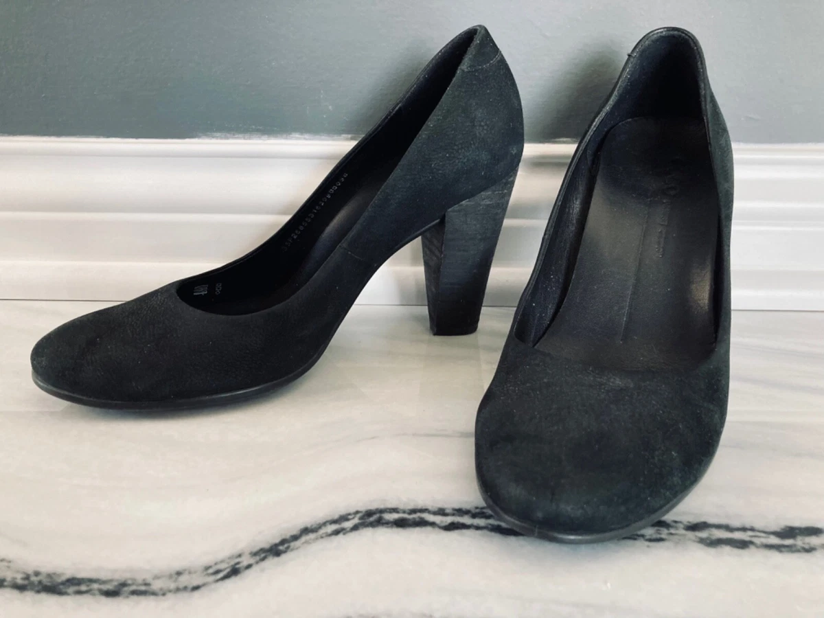 Classic Black Soft Leather 75 Block High Heel Cushion 35 5 | eBay