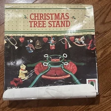 Christmas Tree Stand Red & Green 4-Legs Steel Vintage Ideal Factory Sealed