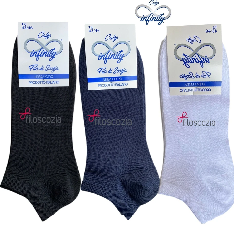 12 paia fantasmini calzini certificati in 100% cotone Filo di Scozia Infinity®