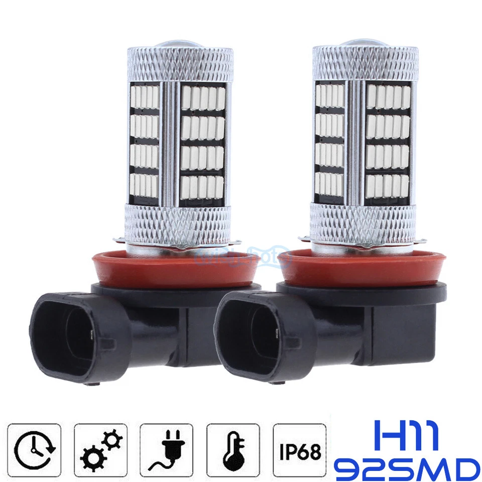 H11 H8 H9 H16 4014 92SMD Blue LED Fog Light Bulb Conversion Kit Premium 10000K - Image 2 of 4