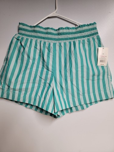 A New Day Women's High-Rise Pull-On Shorts Green Stripe Size Medium