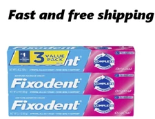 Fixodent Complete Original Denture Adhesive Cream, 2.4 oz, 3 Pack
