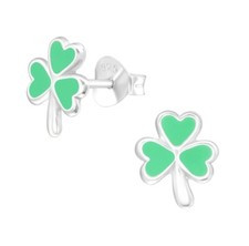 925 Sterling silver green clover earrings Shamrock St. Patrick s Day jewelry