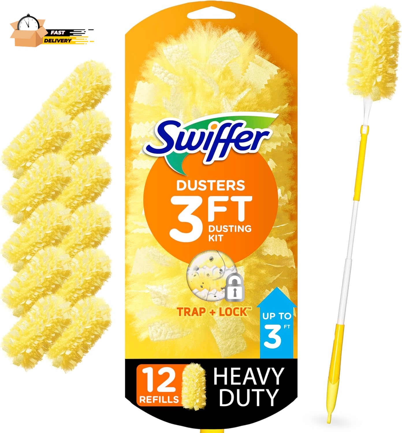 Duster Heavy Duty Dusting Kit, Cleaning Supplies, 3 Ft Extended Handle, 1 Duster