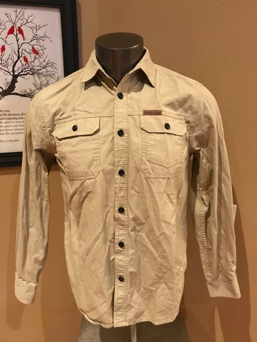Mens tan button up shirt deals