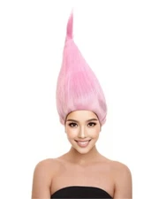 Pink Troll Wig for Cosplay Troll Moxie Dew Drop Halloween Cosplay Party HW-1675
