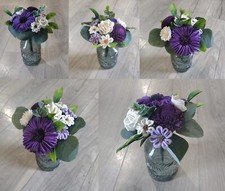 Budget Friendly Purple Wedding Centerpieces for Jars Sola Wood Flower Bouquets