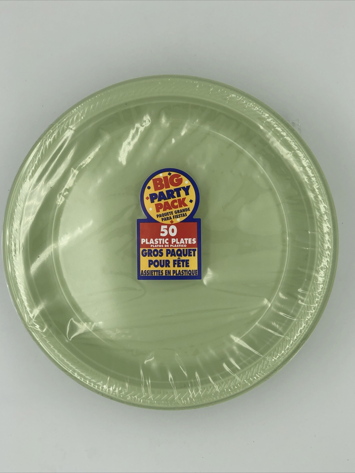 Big Party Pack Large 10 Inch Lunch Plastic Plates Leaf Green for sale