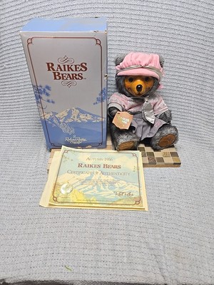 1986 Robert Raikes Daisy Bear - Wooden Face Feet Collectible Vintage Teddy Bear