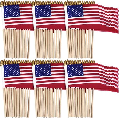 50 Packs US Stick Flag 8 x 12 Inch Small American Flag Lawn Flags Handheld   